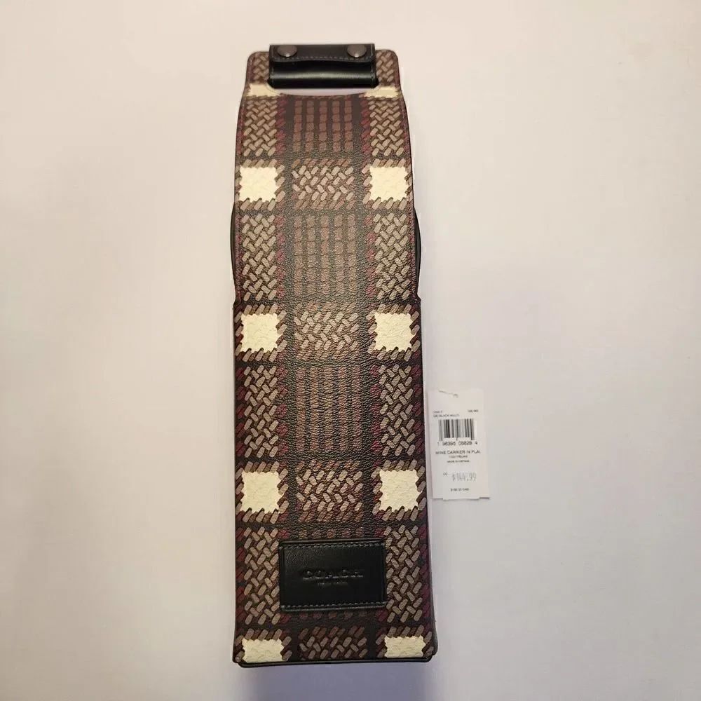 NWTโCoachโCN417โWineโCarrierโWithโPlaidโPrintโGunmetal/BlackโMulti